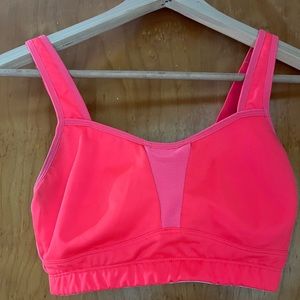 Neon pink sports bra